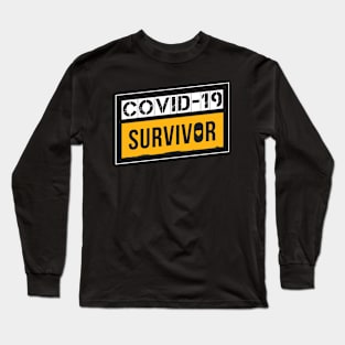 Coronavirus Covid-19 Survivor White / Yellow Design T-Shirt Long Sleeve T-Shirt